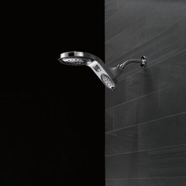 Click here to see Delta 58580-25-PK Delta 2.5 GPM 5-Setting Two-In-One Raincan Showerhead and Fixed Combo Shower, WaterSense Certified, Touch-Clean Nozzles, Chrome - 58580-25-PK