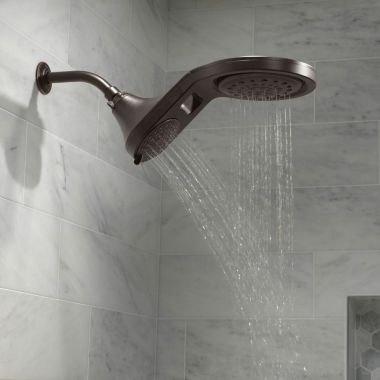 Click here to see Delta 58580-RB-PK Delta 1.75 GPM 5-Setting Two-In-One Raincan Showerhead and Fixed Combo Shower, WaterSense Certified, Touch-Clean Nozzles, Venetian Bronze - 58580-RB-PK
