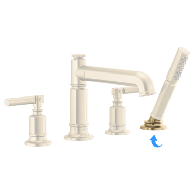 Click here to see Brizo RP101138GL Brizo Levoir Hand Shower Base, Set Screw, Button, and Wrench For Roman Tub Faucet, Brilliance Luxe Gold - RP101138GL