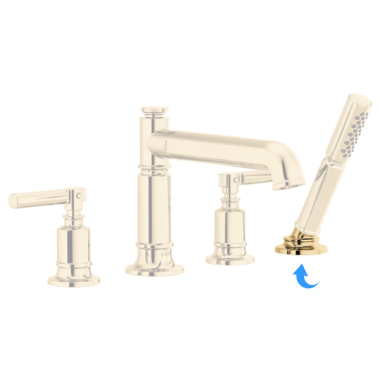 Click here to see Brizo RP101138PG Brizo Levoir Hand Shower Base, Set Screw, Button, and Wrench For Roman Tub Faucet, Brilliance Polished Gold - RP101138PG