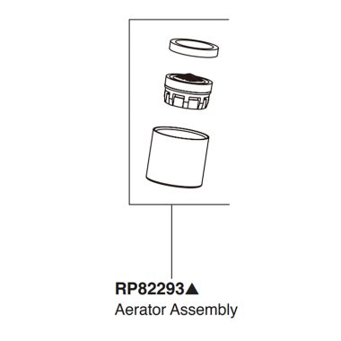Click here to see Peerless RP82293BL Peerless Precept Matte Black Aerator Assembly for P191102LF, 1.2 GPM - RP82293BL