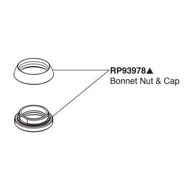 Click here to see Peerless RP93978BL Peerless Replacement Part Matte Black Bonnet Nut and Cap - RP93978BL