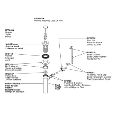 Click here to see Peerless RP38958BL Peerless Matte Black Pop-Up Drain Assembly - RP38958BL