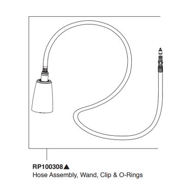 Click here to see Peerless RP100308SS Peerless Hose Assembly, Wand, Clip, and O-Rings Replacement Part For P7901LF, 3-Function, 1.5 GPM, Stainless - RP100308SS