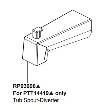 Click here to see Peerless RP93996BL Peerless Xander Series Matte Black Diverter Tub Spout with Slip-On Installation - RP93996BL 
