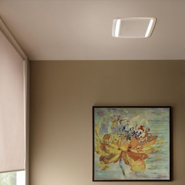 Click here to see Broan QTXE110150DCL Broan-NuTone QTDC Bathroom Exhaust Fan with LED Light, 110/130/150 CFM, <0.3, 0.4 or 0.7 Sones, Energy Star - QTXE110150DCL