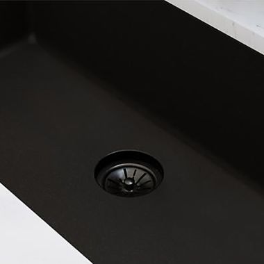 Click here to see Elkay LKPDQD1CA Elkay Quartz Perfect Drain Caviar 3-1/2in Polymer Disposal Flange with Removable Basket Strainer and Rubber Stopper - LKPDQD1CA