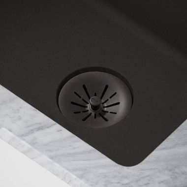 Click here to see Elkay LKPDQSBK Elkay Quartz Perfect Drain Black 3-1/2in Removable Polymer Basket Strainer and Rubber Stopper - LKPDQSBK