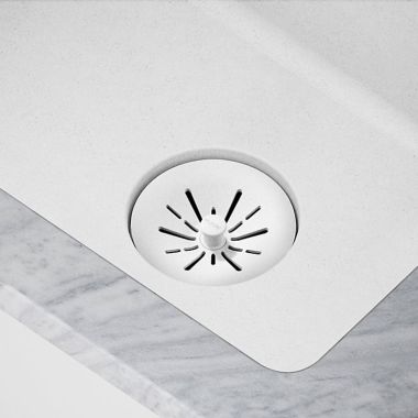 Click here to see Elkay LKPDQSWH Elkay Quartz Perfect Drain White 3-1/2in Removable Polymer Basket Strainer and Rubber Stopper - LKPDQSWH