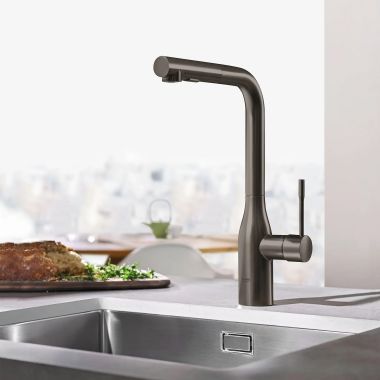 Click here to see  30271A00 GROHE Essence 1.75 GPM Single-Handle Pull Out Kitchen Faucet, Hard Graphite - 30271A00 