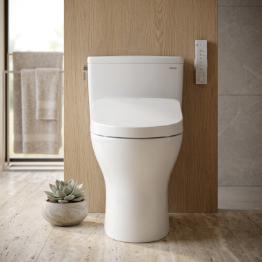 Click here to see Toto CST856CSMGAT40#01 TOTO UltraMax One-Piece Elongated Toilet, 1.6 GPF, Dual Flush, WASHLET+ Ready, Cotton White - CST856CSMGAT40#01