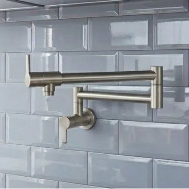 Click here to see  31075DC2 GROHE Zedra 3.9 GPM 2-Handle Wall Mount Pot Filler, 24-7/16” Reach, SuperSteel InfinityFinish - 31075DC2 