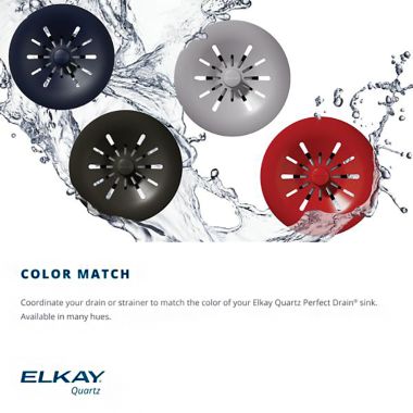 Click here to see Elkay LKPDQD1MT Elkay LKPDQD1MT Quartz Perfect Drain Polymer Disposer Flange with Removable Basket Strainer and Rubber Stopper, Mint Creme