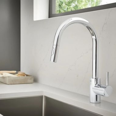 Click here to see  32665003 GROHE CONCETTO Single-Handle Pull-Down Kitchen Faucet, Dual-Spray, Chrome - 32665003