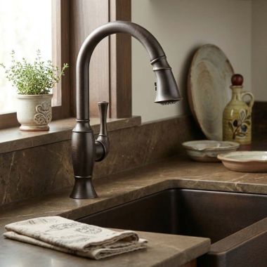 Click here to see Brizo 63003LF-RB Brizo Talo Single Handle 4-Function Pull-Down With Pause and  Volume Control Kitchen Faucet,  Venetian Bronze - 63003LF-RB 