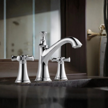 Click here to see Brizo 65305LF-PCLHP-ECO Brizo Baliza Two-Handle Widespread Deck-Mount Bathroom Faucet With Metal Pop-Up, Less Handles, 1.2 GPM, Polished Chrome - 65305LF-PCLHP-ECO