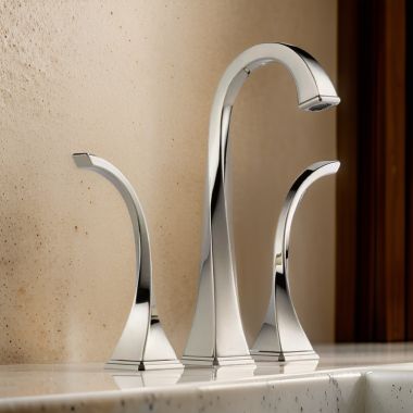Click here to see Brizo 65430LF-PN Brizo Virage Two-Handle Widespread Deck-Mount Vessel Brilliance Polished Nickel Bathroom Faucet with Metal Grid Strainer, Three-Hole, 1.5 GPM - 65430LF-PN