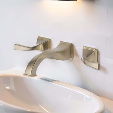 Click here to see Brizo 65830LF-BN-ECO Brizo Virage Two-Handle Wall-Mount Bathroom Faucet With Metal Grid Strainer And Overflow, 1.2 GPM, Brilliance Brushed Nickel - 65830LF-BN-ECO