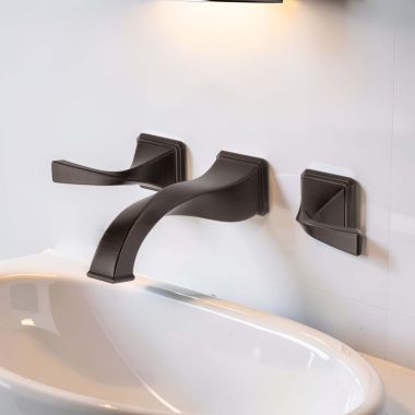 Click here to see Brizo 65830LF-RB Brizo Virage Two-Handle Wall-Mount Bathroom Faucet With Metal Grid Strainer And Overflow, 1.5 GPM, Venetian Bronze - 65830LF-RB