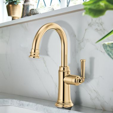 Click here to see Brizo 61374LF-C-PG Brizo Rook Single-Handle Cold Water Beverage Faucet with Integrated Air Gap, Polished Gold - 61374LF-C-PG