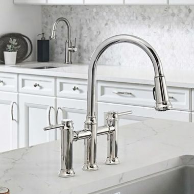 Click here to see Blanco 442504 Blanco Empressa Widespread Bridge Pull-Down Kitchen Faucet, 1.5 GPM, Chrome - 442504