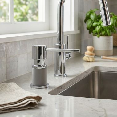 Click here to see Blanco 402305 Blanco Lato Deck Mount Soap/Lotion Dispenser, 10oz, Metallic/Chrome - 402305