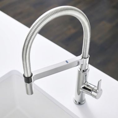 Click here to see Blanco 401992 Blanco Solenta Single-Handle Semi-Pro Deck-Mount Kitchen Faucet, 1.5 GPM, Chrome - 401992