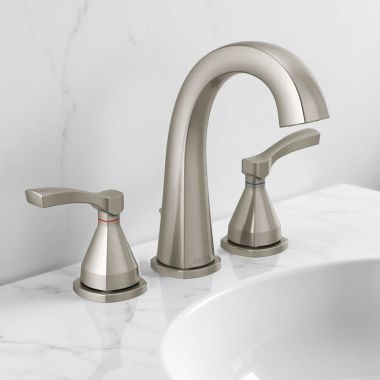 Click here to see Delta 35775-SSMPU-DST Delta Stryke Widespread Bathroom Faucet With Metal Pop-Up, Two Lever Handles, DIAMOND Seal, ADA, 1.2 GPM, Stainless - 35775-SSMPU-DST