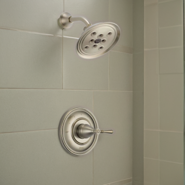 Click here to see Brizo T60P210-BN Brizo Traditional Monitor 14 Series Single-Handle Shower Faucet with H2Okinetic Rain Showerhead, 1.75 GPM, Lever Handle, Brilliance Brushed Nickel - T60P210-BN