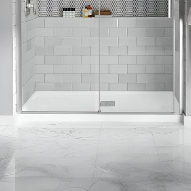 Click here to see American Standard A8007D-FCO.020 American Standard Studio 64in x 34in Single Threshold ADA Shower Base With Center Drain, Acrylic Surface, White - A8007D-FCO.020