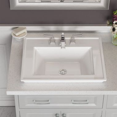 Click here to see American Standard 1203004.020 American Standard Town Square S 24in x 19in Drop-In Lavatory Sink with Front Overflow, 4in Center, Fine Fireclay, White - 1203004.020