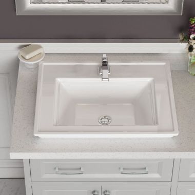 Click here to see American Standard 1203001.020 American Standard Town Square S 24in x 19in Drop-In Lavatory Sink with Front Overflow, Single Hole, Fine Fireclay, White - 1203001.020