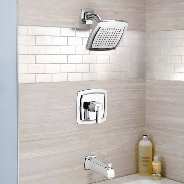 Click here to see American Standard TU353508.002 American Standard Townsend Tub and Shower Faucet with Pressure Balance Cartridge, WaterSense, 1.75 GPM, Polished Chrome - TU353508.002