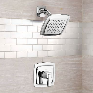 Click here to see American Standard TU353501.002 American Standard Townsend Shower Faucet with Square Rain Showerhead and Lever Handle, Pressure Balance Cartridge, 2.5 GPM, Polished Chrome - TU353501.002