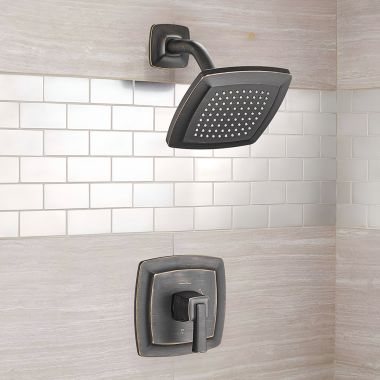 Click here to see American Standard TU353501.278 American Standard Townsend Legacy Bronze Shower Only Trim Kit, Rain Showerhead, Double Ceramic Pressure Balance Cartridge, 2.5 GPM - TU353501.278