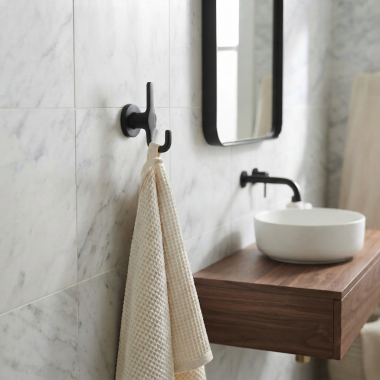 Click here to see AMERICAN STANDARD 7105210.243 American Standard Studio S Double Robe Hook, Metal Constructed, Matte Black - 7105210.243