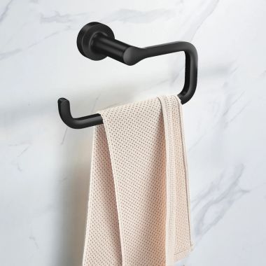 Click here to see American Standard 7105190.243 American Standard Studio S 7in Wall Mounted Towel Ring, Metal Constructed, Matte Black - 7105190.243