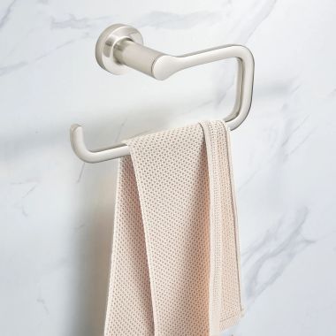 Click here to see American Standard 7105190.295 American Standard Studio S 7in Wall Mounted Towel Ring, Metal Constructed, Brushed Nickel - 7105190.295