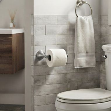 Click here to see  7052230.295 American Standard Delancey Toilet Paper Holder, Brushed Nickel - 7052230.295
