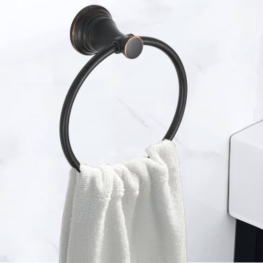 Click here to see American Standard 7052190.278 American Standard Delancey Wall Mounted Metal Towel Ring, Metal Construction, Legacy Bronze - 7052190.278