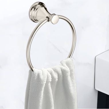 Click here to see American Standard 7052190.013 American Standard Delancey Wall Mounted Towel Ring, Metal Constructed, Polished Nickel - 7052190.013
