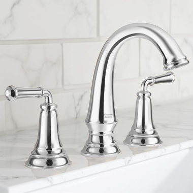 Click here to see American Standard 7052807.002 American Standard Delancey Two-Handle Widespread Bathroom Faucet w/ Pop-Up, Lever Handle, 1.2 GPM, Polished Chrome - 7052807.002