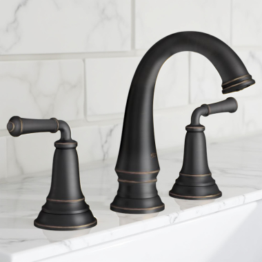 Click here to see American Standard 7052807.278 American Standard Delancey Two-Handle Widespread Bathroom Faucet w/ Pop-Up, Lever Handle, 1.2 GPM, Legacy Bronze - 7052807.278