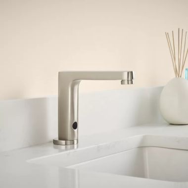Click here to see American Standard 2506143.295 American Standard Moments Selectronic Bathroom Faucet, Touchless Faucet, PWRX 10 Year Battery, 1.5 GPM, WaterSense, Brushed Nickel - 2506143.295 