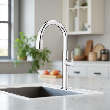 Click here to see American Standard 4803300.002 American Standard Studio S Single Handle Pull-Down Kitchen Faucet, Drip-Free, Dual Spray, 1.8 GPM, Polished Chrome - 4803300.002