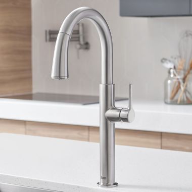 Click here to see American Standard 4803300.075 American Standard Studio S Pull-Down Dual Spray Kitchen Faucet, 1.5 GPM, Stainless Steel - 4803300.075