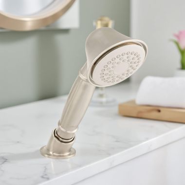 Click here to see American Standard 1660142.295 American Standard Delancey Single-Function Water-Saving Hand Shower, 1.8 GPM, Brushed Nickel - 1660142.295