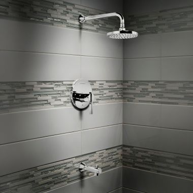 Click here to see American Standard TU430502.002 American Standard Berwick Pressure Balance Chrome Tub/Shower Trim with Rain Showerhead, 2.5 GPM  - TU430502.002