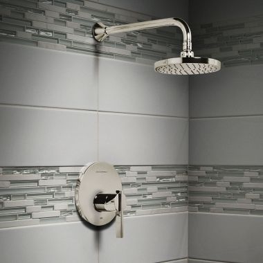 Click here to see American Standard TU430501.295 American Standard Berwick Shower Faucet with 6-3/4in Metal Rain Showerhead, Pressure Balance Cartridge, Trim Only, 2.5 GPM, Brushed Nickel - TU430501.295
