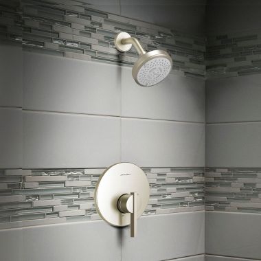 Click here to see American Standard TU430507.295 American Standard Berwick 3-Function Shower Faucet with Metal Lever Handle, Pressure Balance Cartridge, Trim Only, 1.75 GPM, Brushed Nickel- TU430507.295